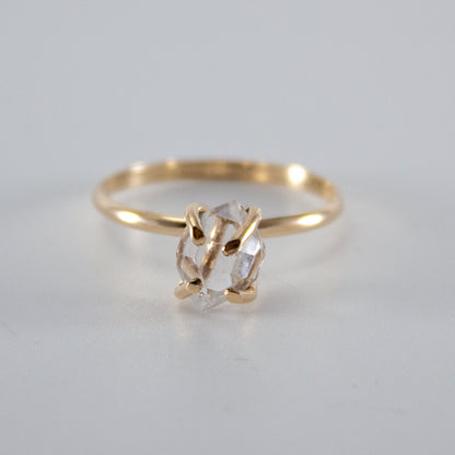 Raw Herkimer Diamond 14k Gold Filled Prong Ring