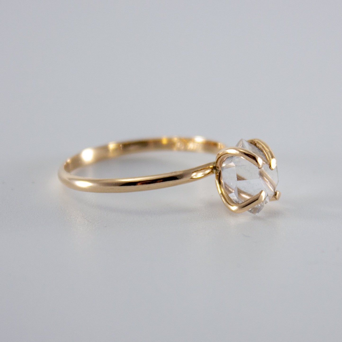 Raw Herkimer Diamond 14k Gold Filled Prong Ring