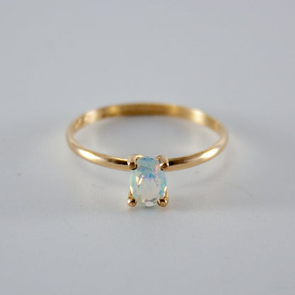 Ethiopian Opal Oval Solitaire 14k Gold Filled Ring